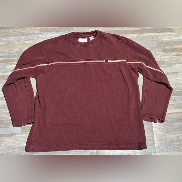 90’s Point Zero Crewneck Sweatshirt Large Sweater Maroon Retro Stripe - Picture 1 of 5